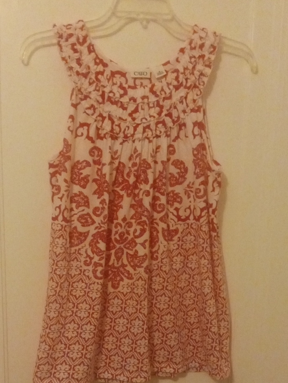 Cato pink and White Smocked Ruffle Neck Sleeveless Top, medium